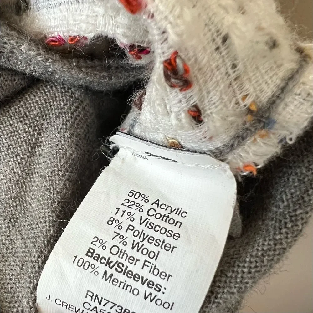 J. Crew Tweed Front Merino Wool Sweater Top